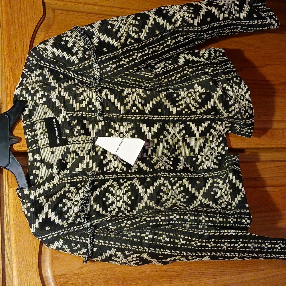 Who What Wear Black and white tribal print Jacket size x